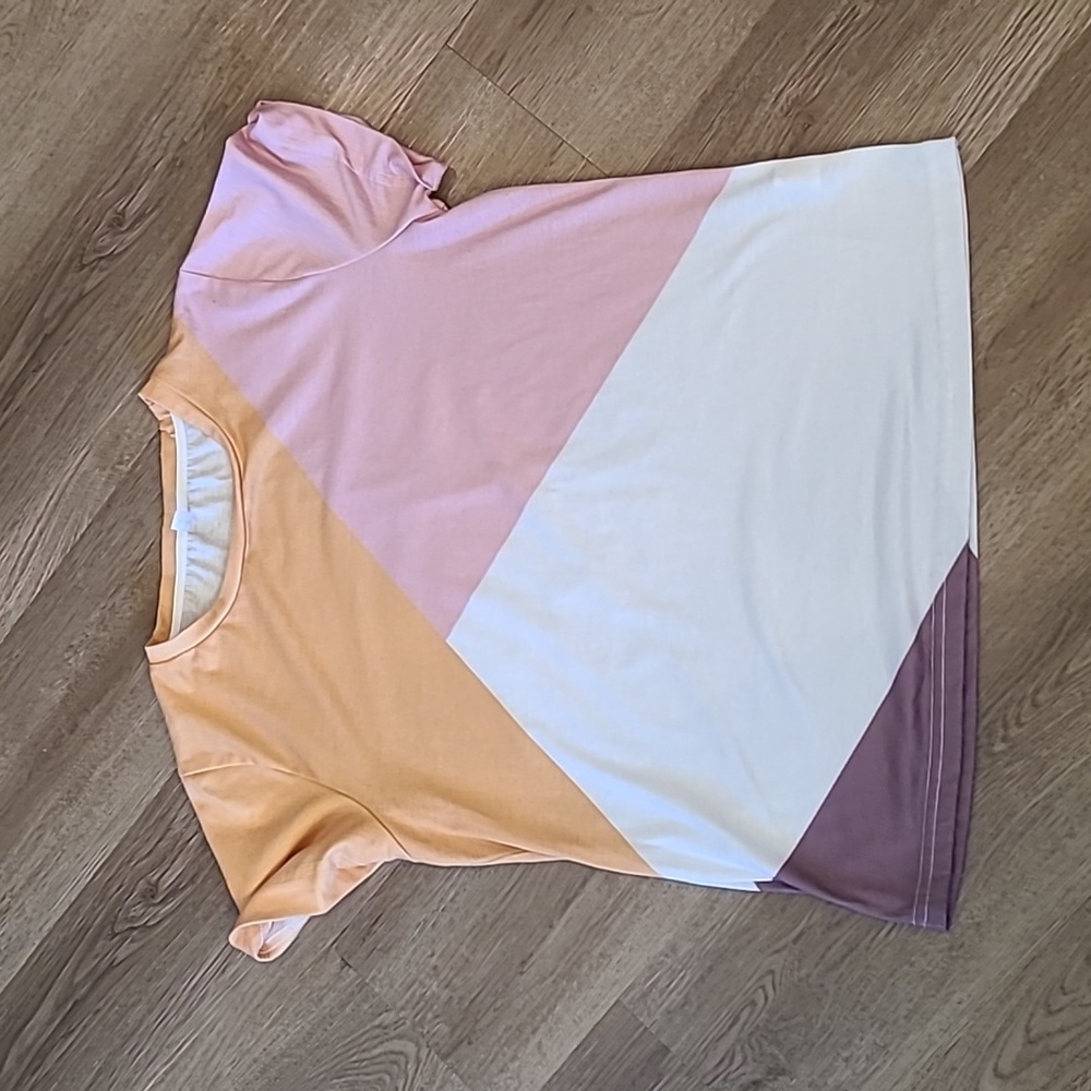 Pixie Lady Color Block Pink Orange T shirt
